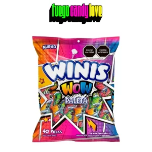 Paletas de Caramelo Suave Winis WOW Surtido 40 pzas