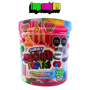 Delicias Gummy Brocheta Frutas Vitrolero c/30