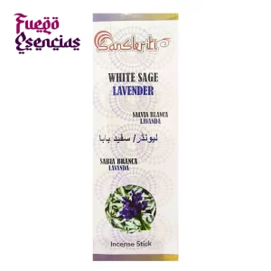Exhibidor Incienso Sanskriti Sabia Blanca y Lavanda 6 exagonos con 20 varitas